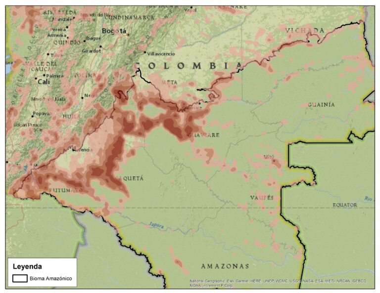 Mapa 7 Zonas de Calor sobre el Bioma Amazónico Colombiano